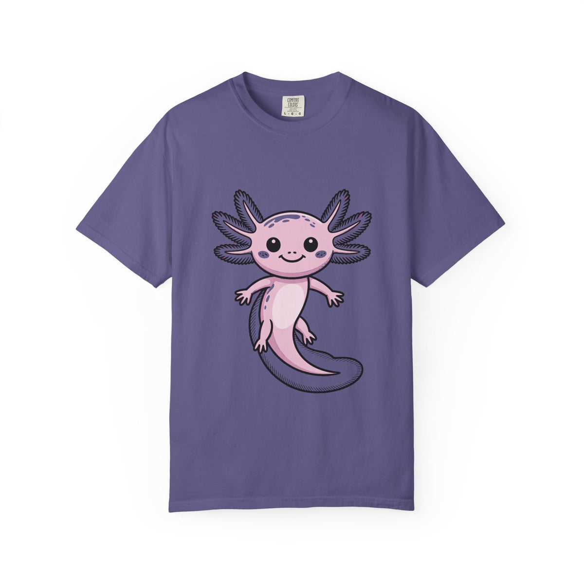 Cute Axolotl Shirt, Smiling Axolotl T-Shirt, Kawaii Axolotl Lover Gift, Garment Dyed Unisex Tee