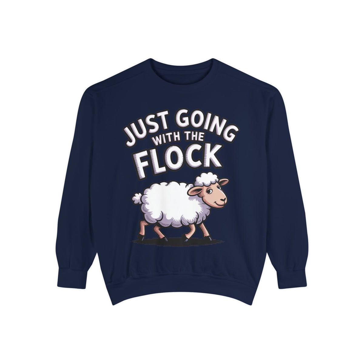 Funny Sheep Sweatshirt, Going With The Flock Crewneck, Cute Cartoon Sheep Embroidered Sweatshirt, Sarcastic Gift for Introvert