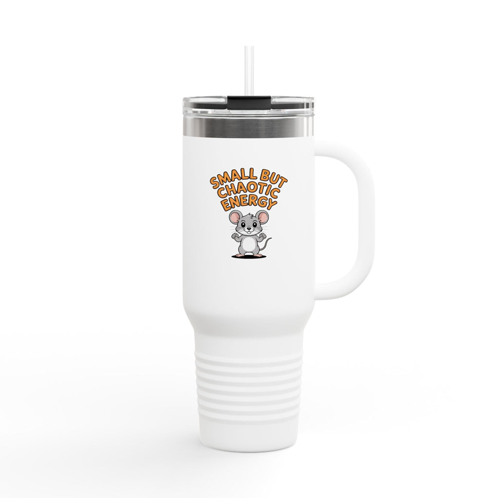 Small But Chaotic Energy Mouse Tumbler, Funny Mouse Travel Mug, Cute Cartoon Animal Gift, 40oz Insulated Tumbler with Handle