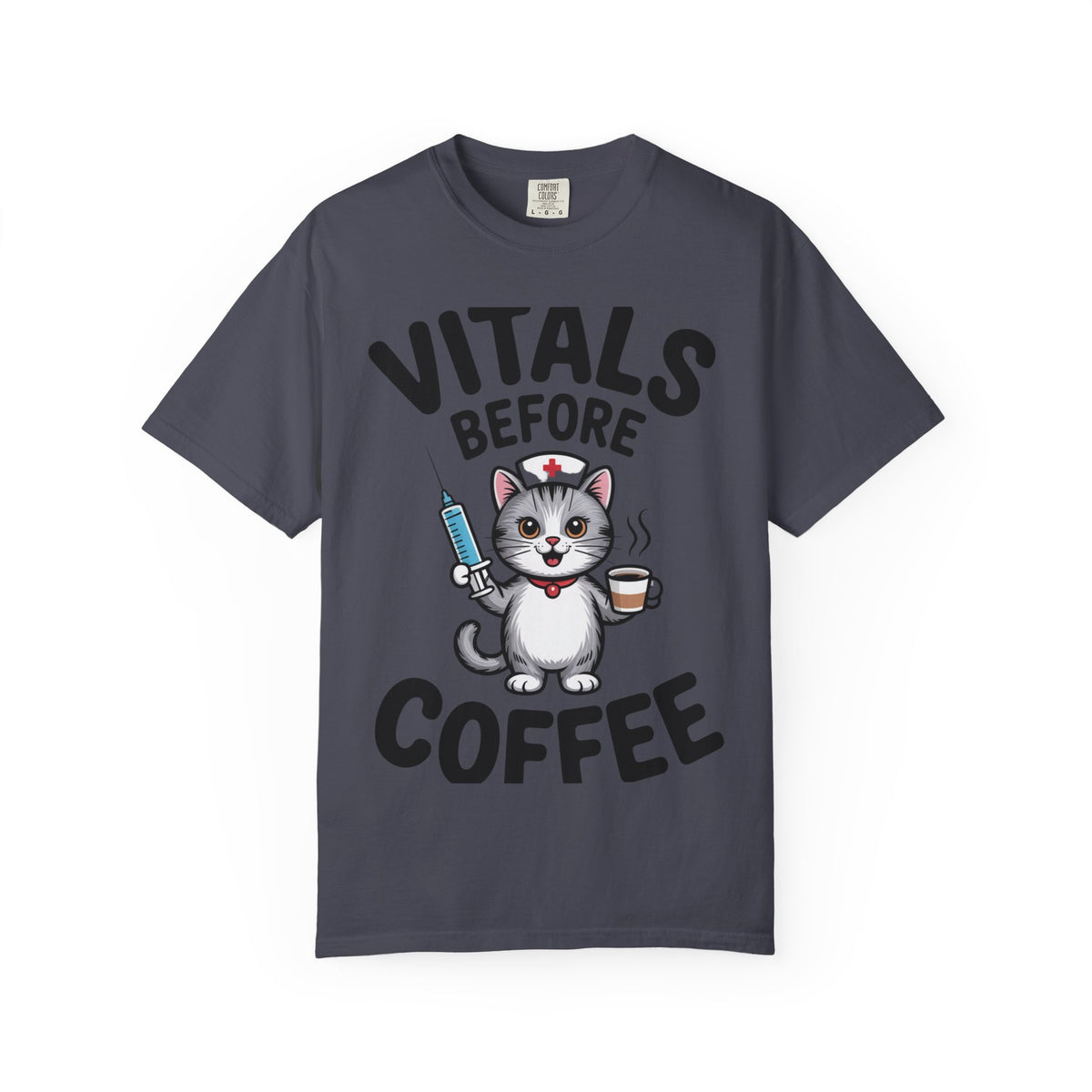 Vitals Before Coffee Nurse Shirt, Funny Nurse Cat T-Shirt, Cute Nurse Gift, Nursing Student Shirt, RN Coffee Lover Tee