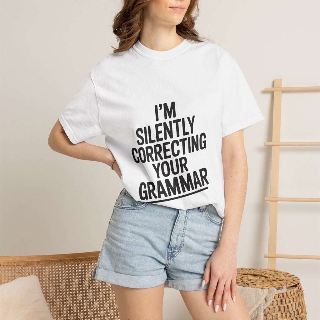 Silently Correcting Your Grammar Shirt, Funny Grammar Nerd T-Shirt, Sarcastic Teacher Gift, Bold Typography Tee for Editors