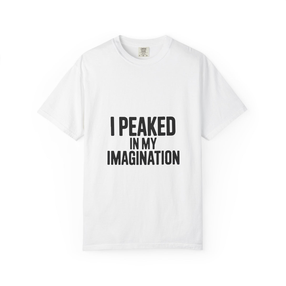 I Peaked In My Imagination Shirt, Funny Sarcastic T-Shirt, Bold Typography Tee, Daydreamer Gift, Minimalist Statement Shirt
