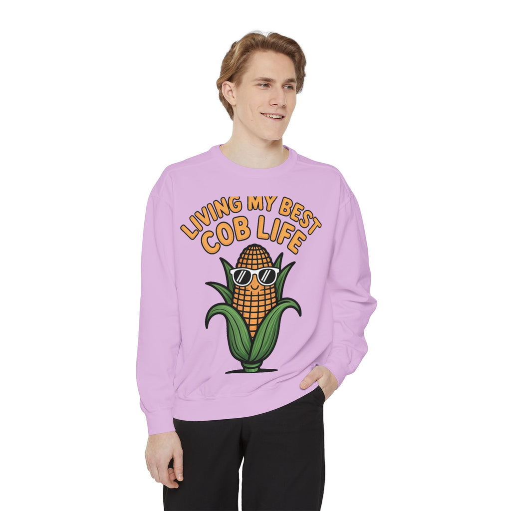 Best Cob Life Corn Sweatshirt, Funny Corn Sunglasses Crewneck, Cute Vegetable Pun Shirt, Garden Lover Gift, Embroidered Patch Style