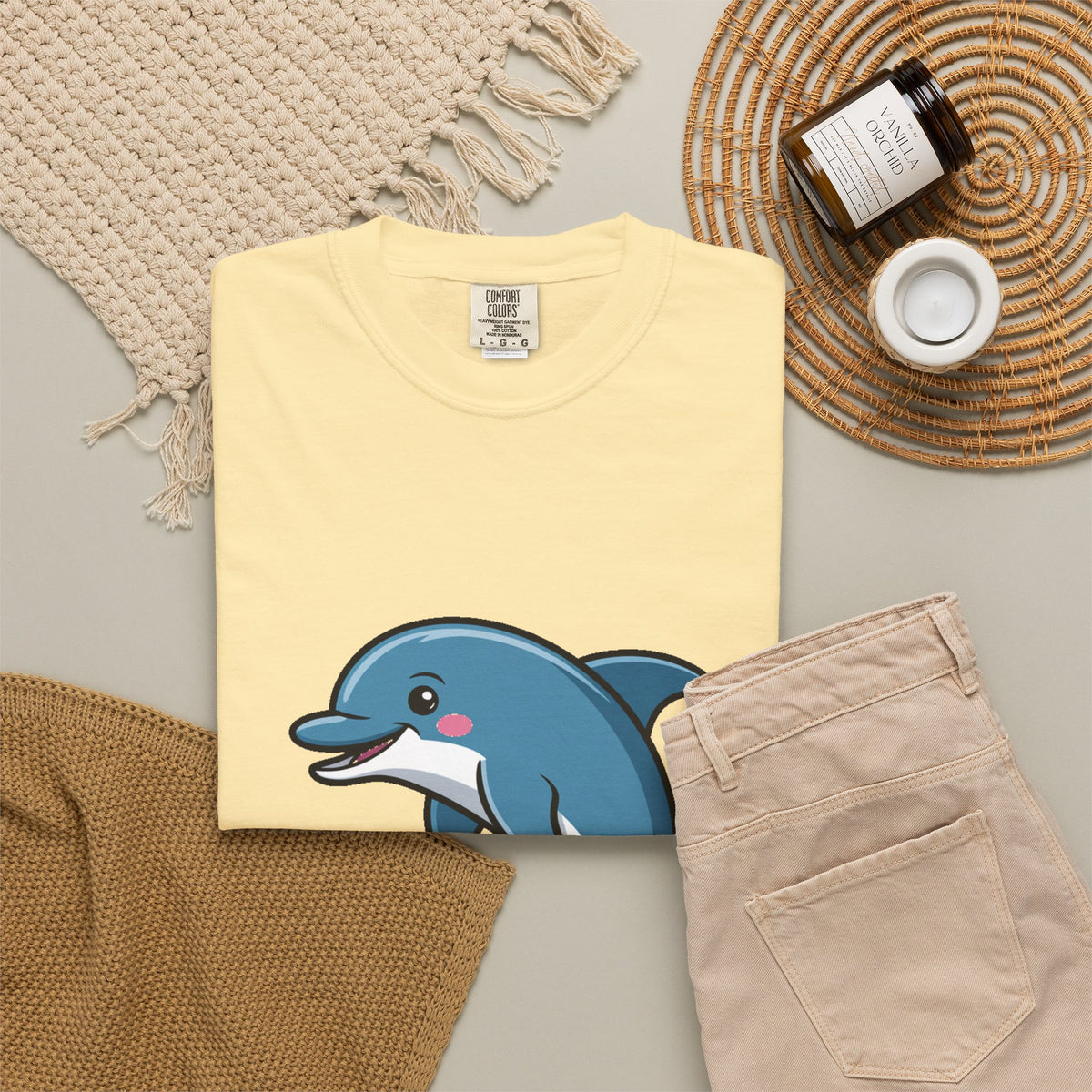 Cute Dolphin T-Shirt, Jumping Wave Dolphin Shirt, Ocean Lover Gift, Garment Dyed Unisex Tee, Beach Vacation Shirt