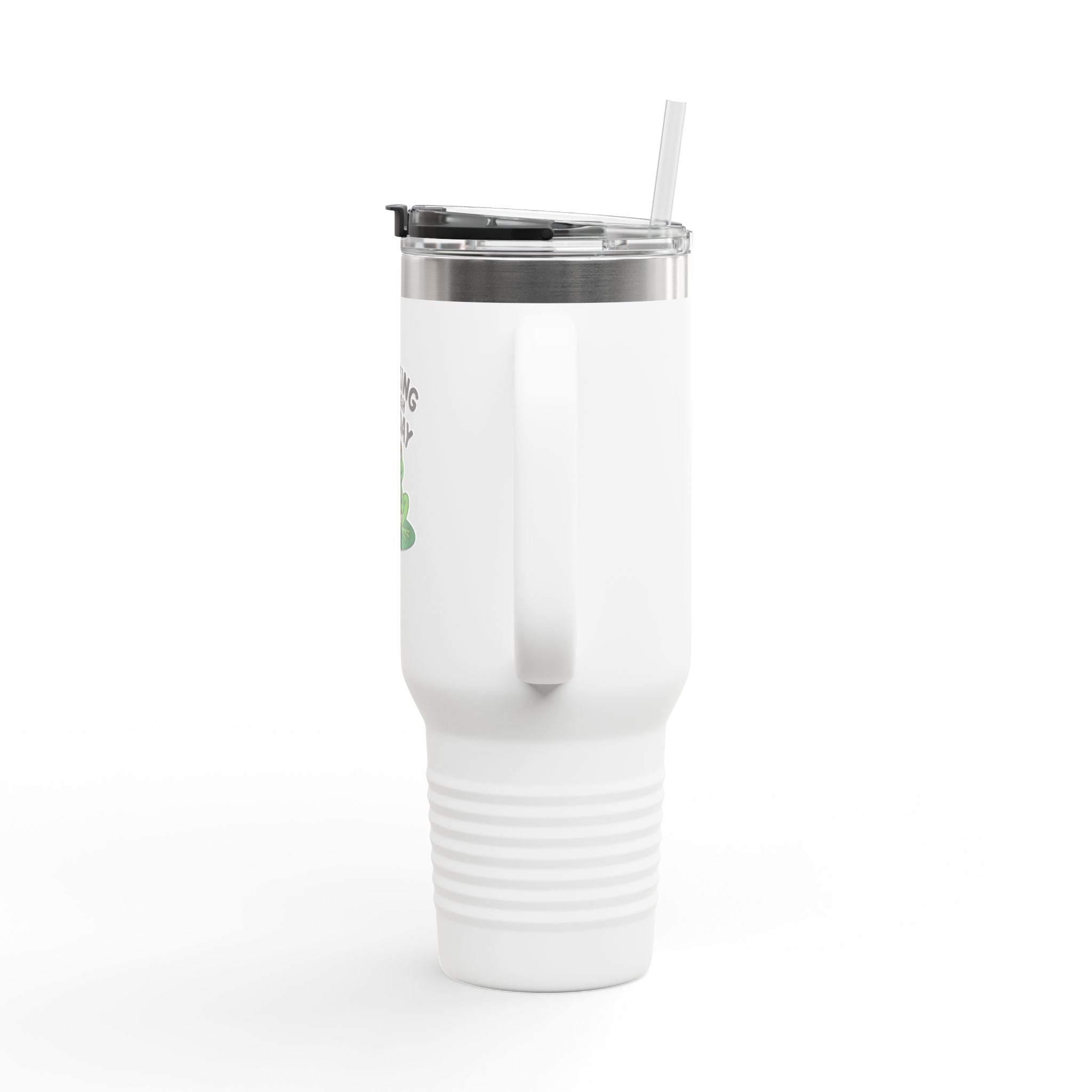 Croaking Through Monday Frog Travel Mug, Funny Frog Coffee Tumbler, Cute Frog Lover Gift, 40oz Insulated Cup with Straw