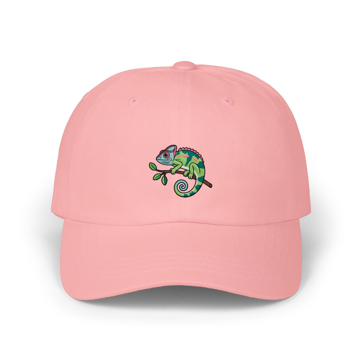 Chameleon Dad Hat, Cute Chameleon On Branch Embroidered Cap, Reptile Lover Gift, Cartoon Animal Dad Cap, Unstructured 6-Panel Hat