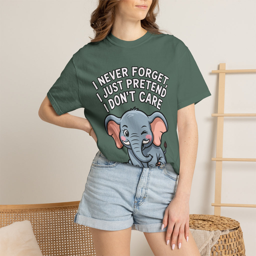 Funny Elephant Shirt, I Never Forget T-Shirt, Sarcastic Elephant Tee, Funny Animal Lover Gift, Witty Quote Shirt for Him or Her