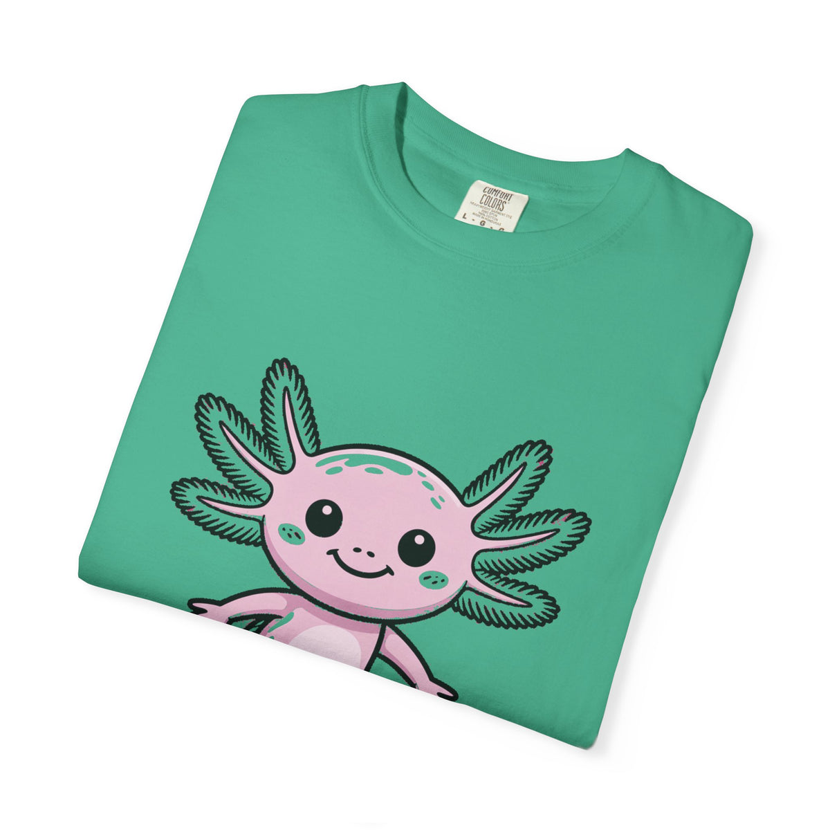 Cute Axolotl Shirt, Smiling Axolotl T-Shirt, Kawaii Axolotl Lover Gift, Garment Dyed Unisex Tee