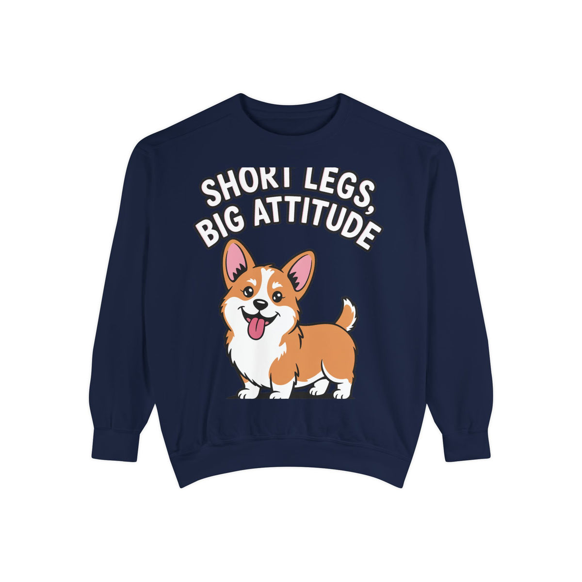 Short Legs Big Attitude Corgi Sweatshirt, Funny Corgi Crewneck, Cute Dog Lover Gift, Embroidered Patch Style Corgi Sweater