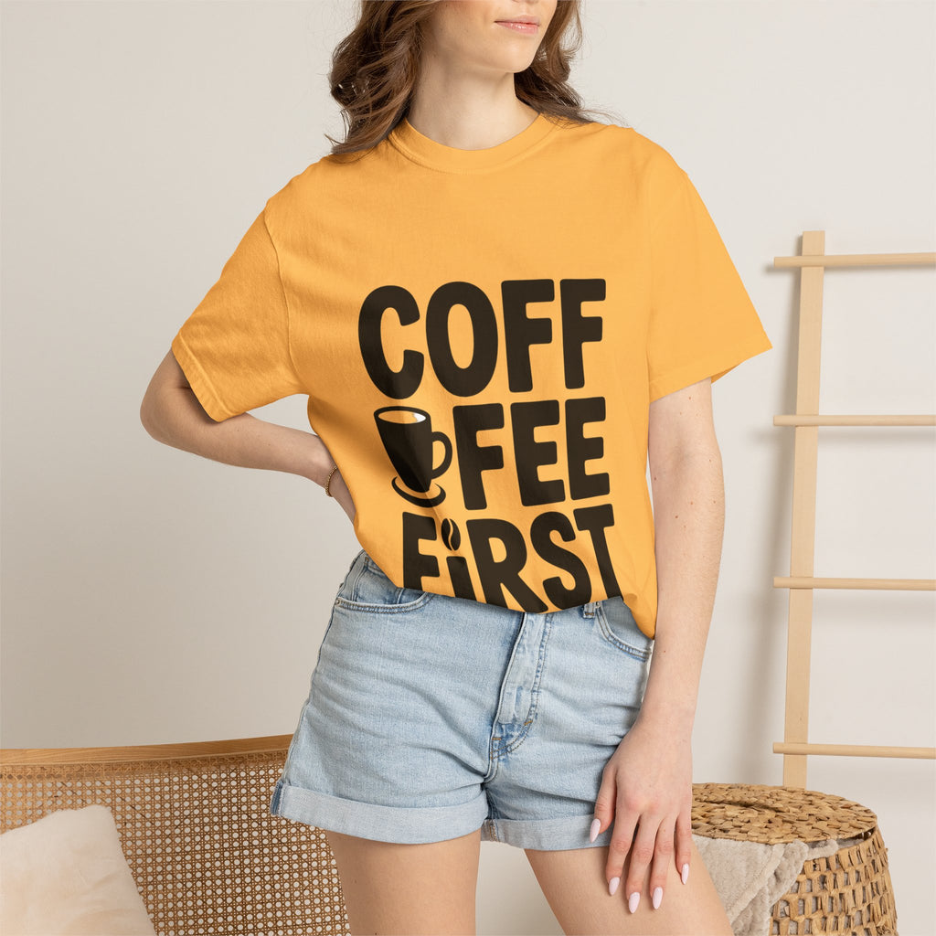 Coffee First Typography T-Shirt