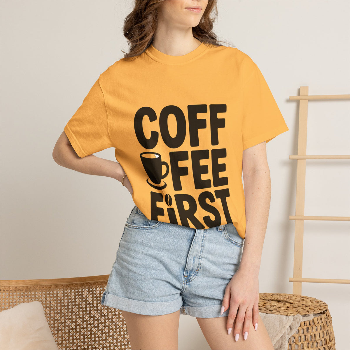 Coffee First Typography T-Shirt
