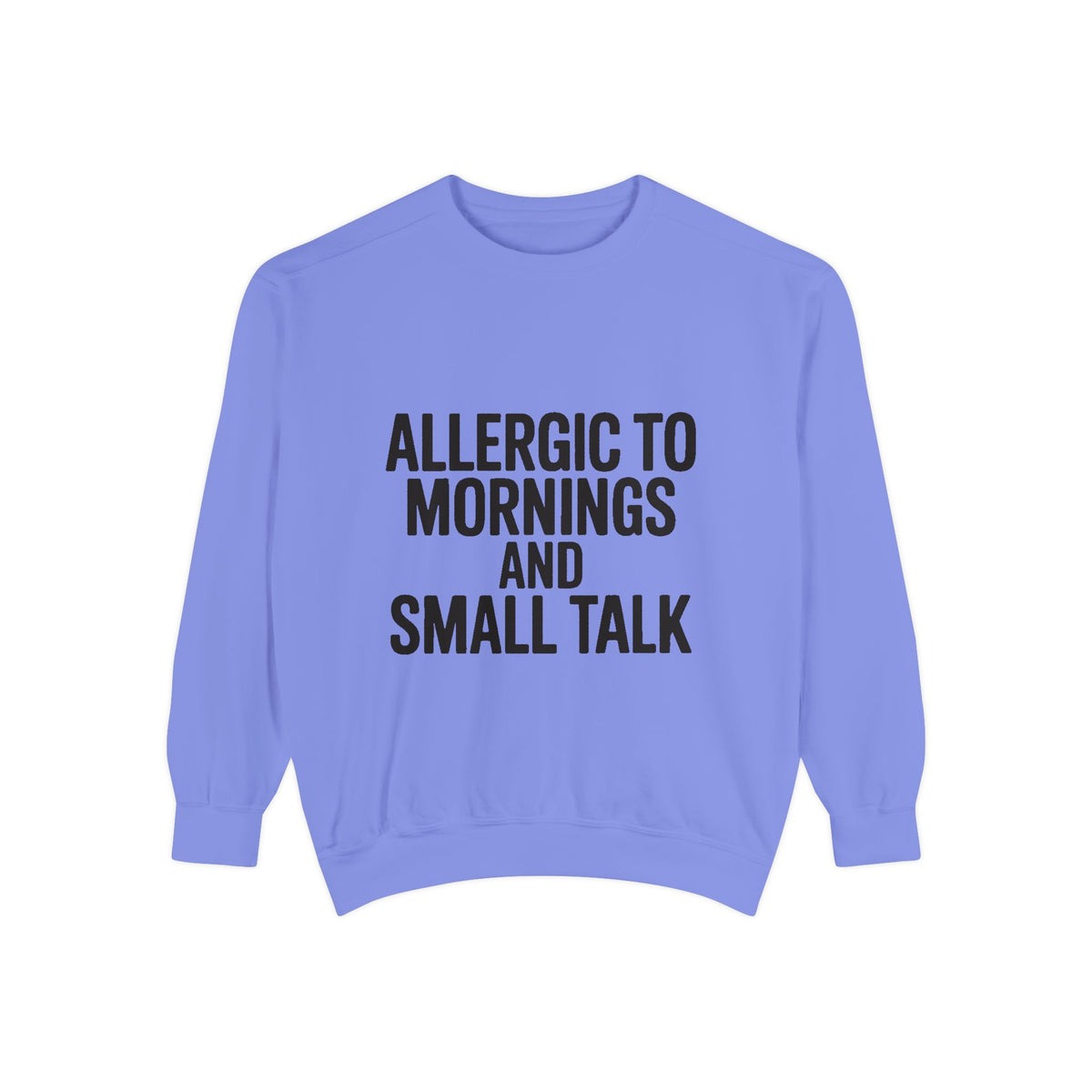 Allergic To Mornings And Small Talk Sweatshirt, Funny Embroidered Crewneck, Sarcastic Quote Sweatshirt, Introvert Gift