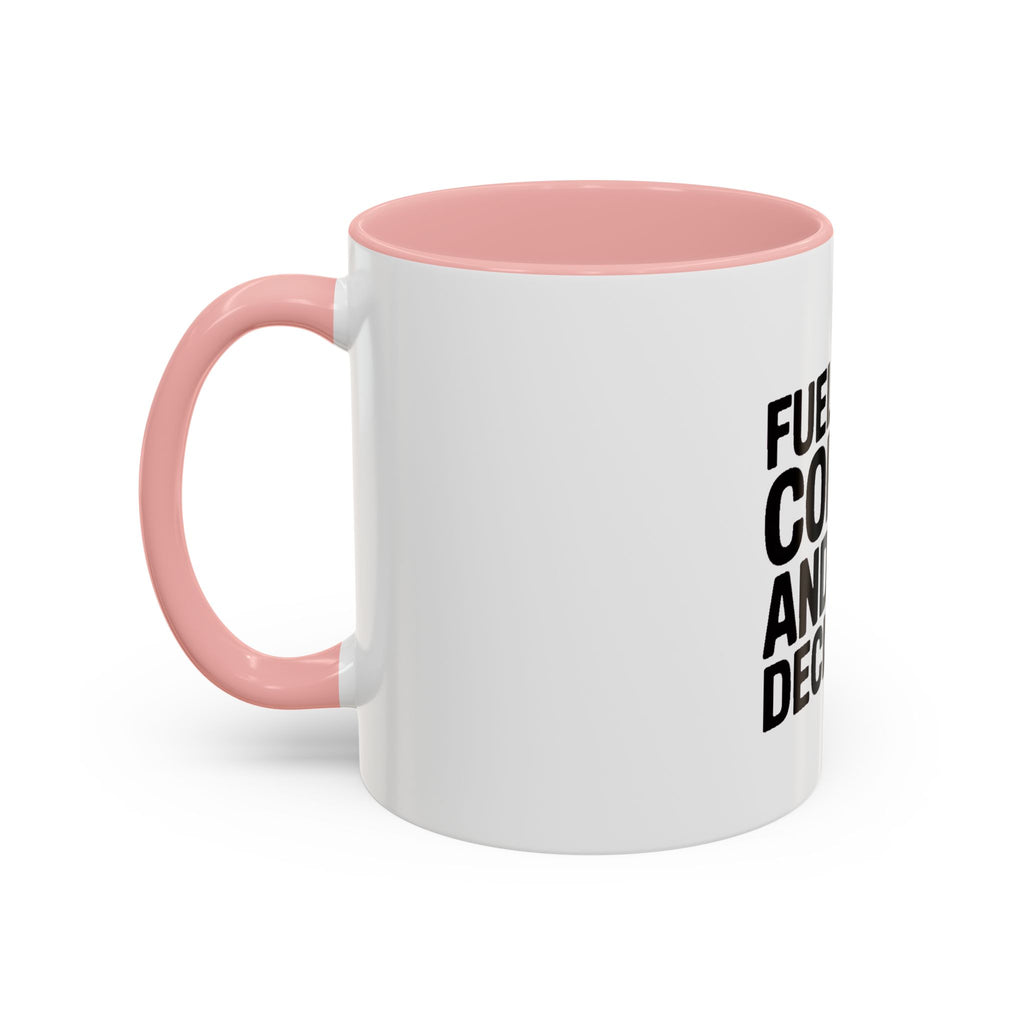 Fueled By Coffee And Bad Decisions Mug, Funny Sarcastic Coffee Cup, Bold Typography Mug, Coworker Gift, Sarcastic Coffee Lover Gift