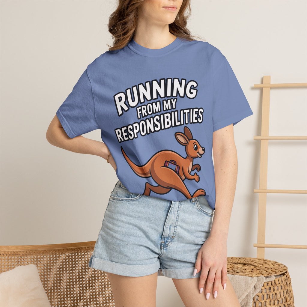 Funny Kangaroo Shirt, Running From My Responsibilities T-Shirt, Sarcastic Adulting Tee, Funny Gift for Procrastinators
