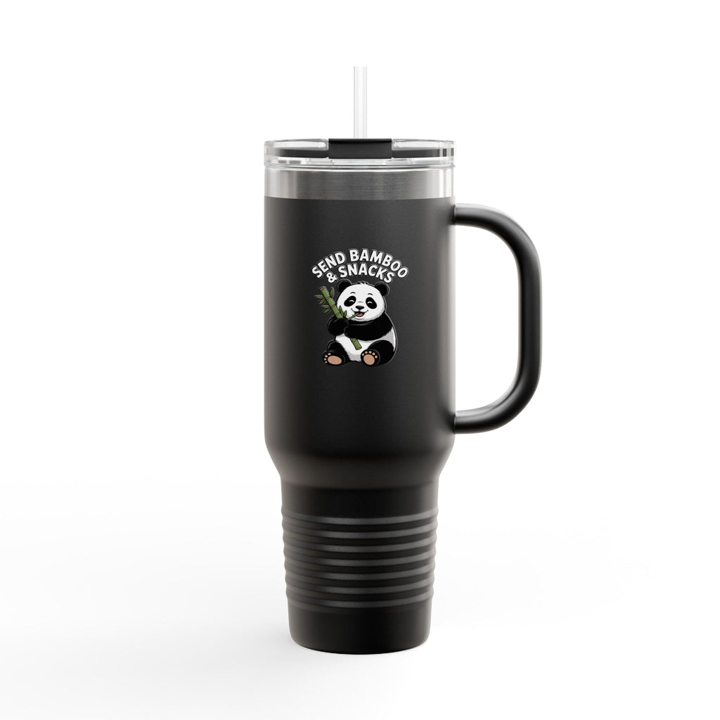 Send Bamboo & Snacks Panda Travel Mug, Funny Panda 40oz Tumbler, Cute Panda Lover Gift, Kawaii Panda Cup With Handle And Straw