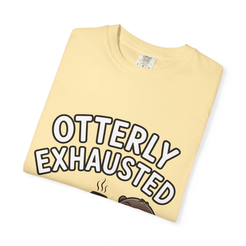 Otterly Exhausted Shirt, Funny Otter Coffee T-Shirt, Cute Otter Lover Gift, Sarcastic Coffee Lover Tee