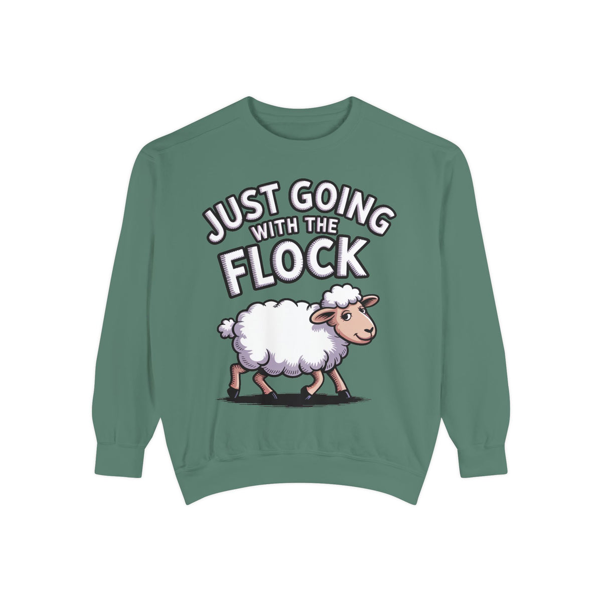 Funny Sheep Sweatshirt, Going With The Flock Crewneck, Cute Cartoon Sheep Embroidered Sweatshirt, Sarcastic Gift for Introvert
