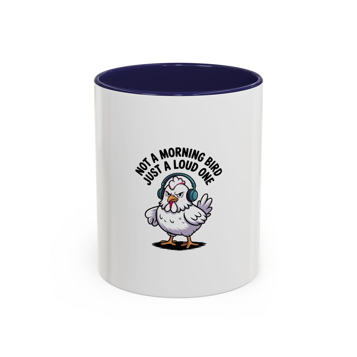 Not A Morning Bird Mug, Funny Chicken Coffee Mug, Grumpy Chicken Headphones Cup, Sarcastic Coffee Lover Gift, Loud Bird Mug
