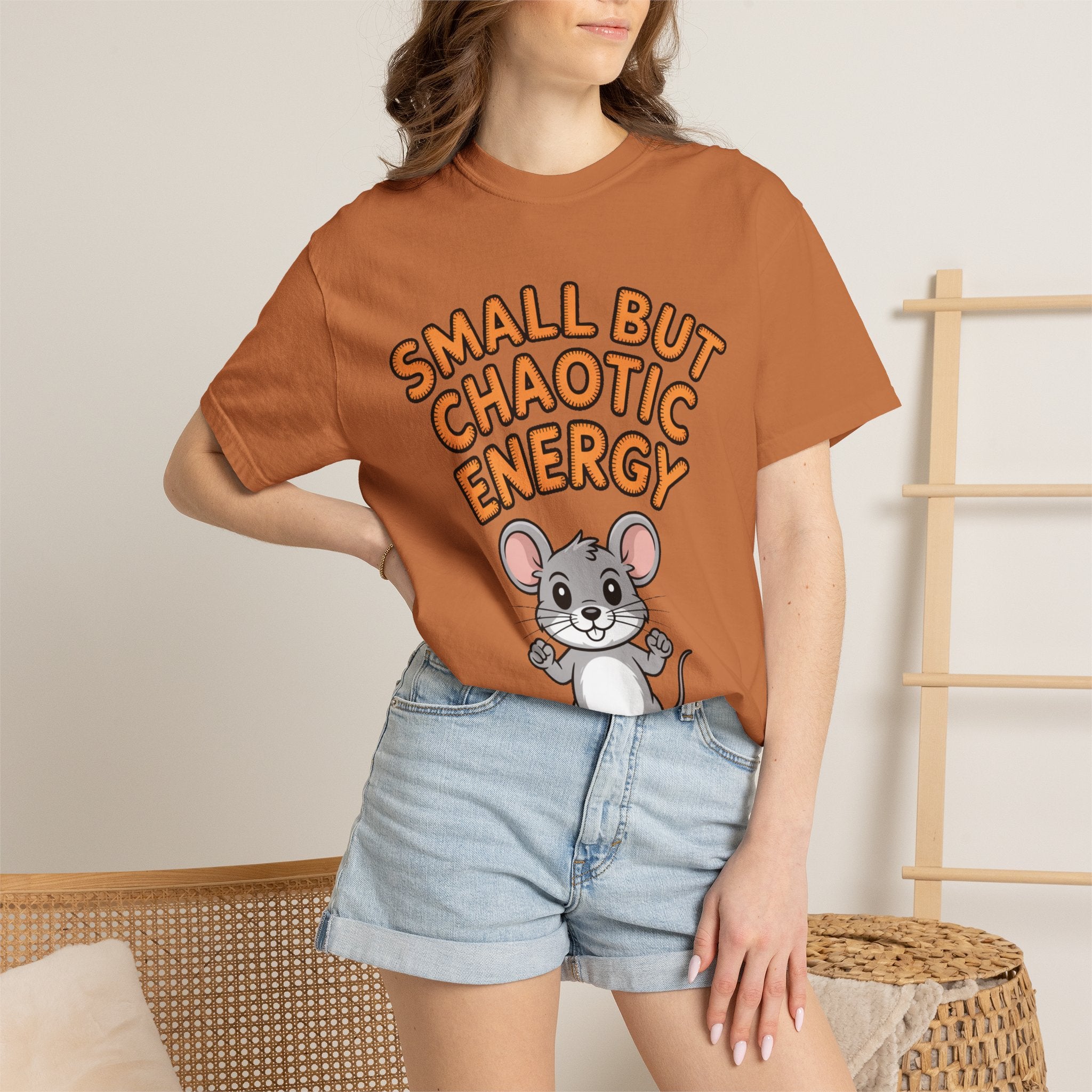 Small But Chaotic Energy Mouse Shirt, Funny Mouse T-Shirt, Cute Cartoon Animal Tee, Sarcastic Gift for Her