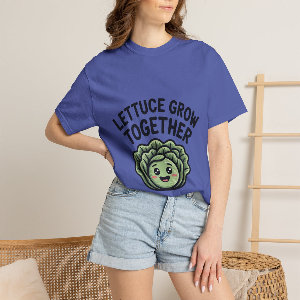 Lettuce Grow Together Shirt, Funny Vegetable Pun T-Shirt, Cute Cartoon Lettuce Tee, Gardener Gift, Plant Lover Shirt