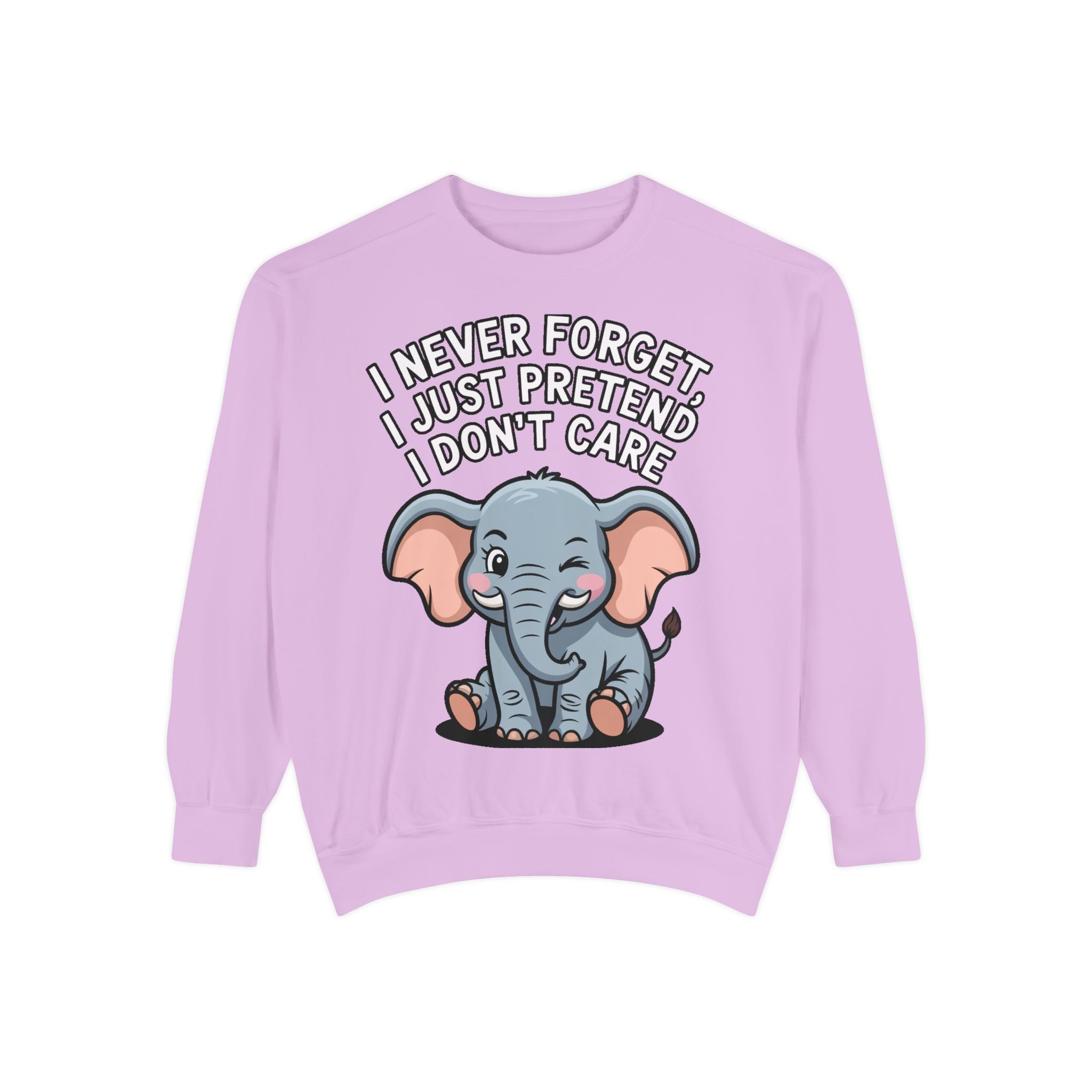 Funny Elephant Sweatshirt, I Never Forget Crewneck, Sarcastic Elephant Pullover, Funny Animal Lover Gift, Embroidered Patch Style