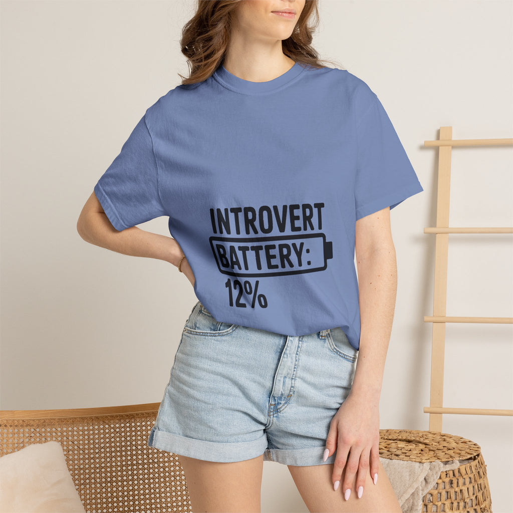 Introvert Battery Low Shirt, Funny Introvert Battery 12% Tee, Social Anxiety Humor T-Shirt, Sarcastic Gift for Introverts