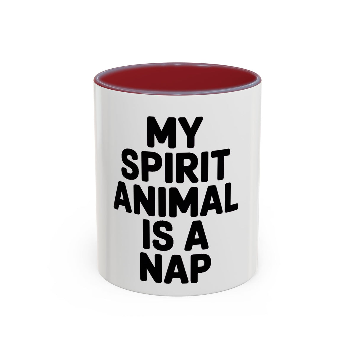 My Spirit Animal Is A Nap Mug, Funny Nap Lover Coffee Cup, Lazy Day Sarcastic Gift, Bold Typography Accent Mug for Coffee or Tea