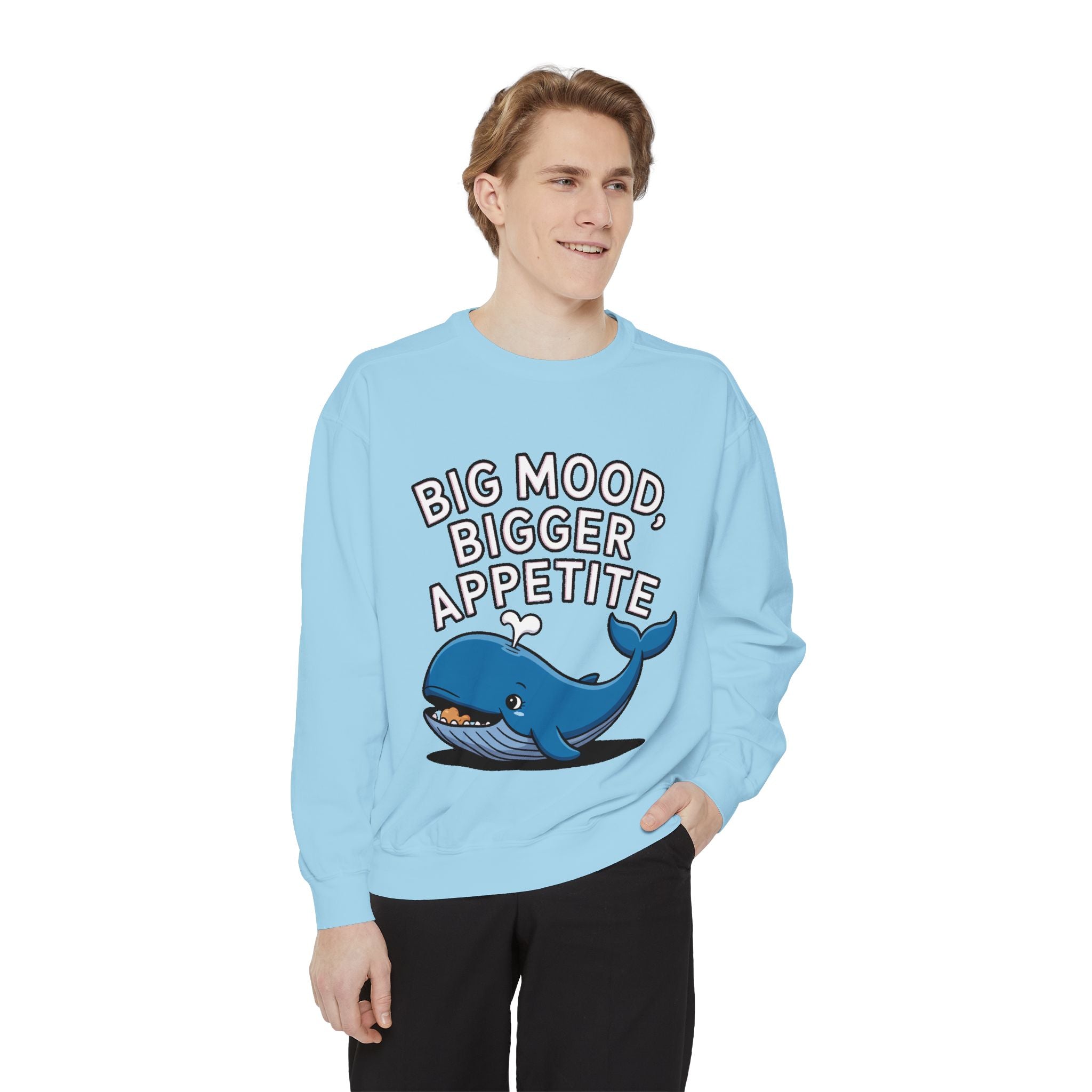 Big Mood Whale Sweatshirt, Funny Whale Snack Crewneck, Cute Cartoon Whale Lover Gift, Big Appetite Sweatshirt
