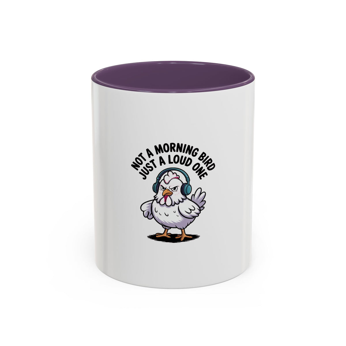 Not A Morning Bird Mug, Funny Chicken Coffee Mug, Grumpy Chicken Headphones Cup, Sarcastic Coffee Lover Gift, Loud Bird Mug