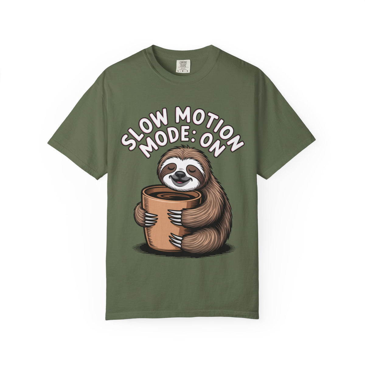 Slow Motion Sloth Shirt, Funny Coffee Lover T-Shirt, Cute Sloth Hugging Coffee Cup Tee, Sleepy Sloth Gift for Coffee Addict