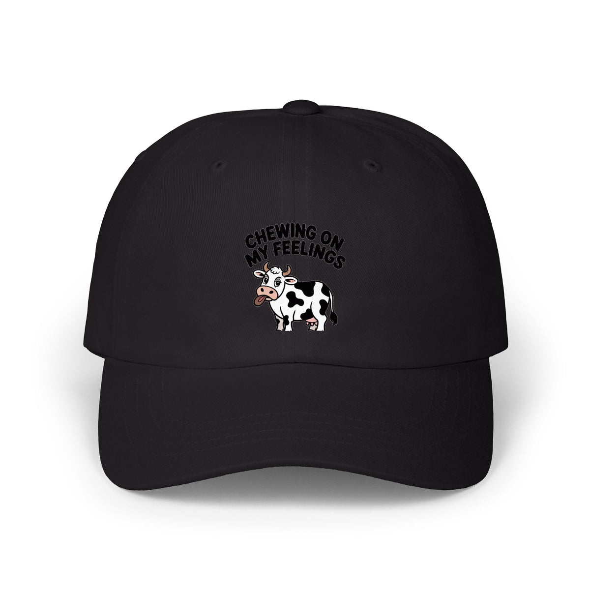 Chewing On My Feelings Dad Hat, Funny Cow Embroidered Cap, Cute Cow Lover Gift, Sarcastic Mental Health Hat, Unstructured Dad Cap