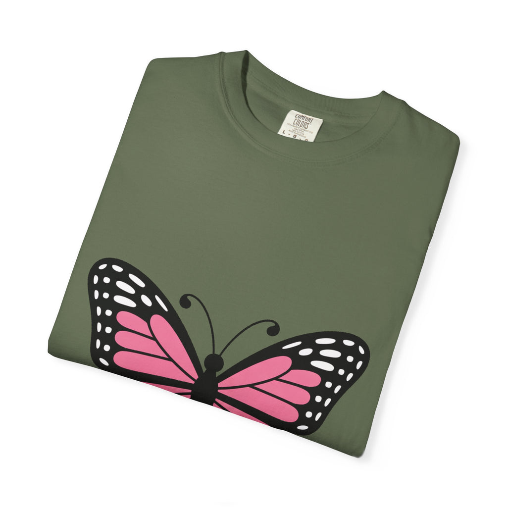 Butterfly T-Shirt, Cute Detailed Butterfly Graphic Tee, Nature Lover Gift, Embroidery-Style Butterfly Shirt, Garment-Dyed Unisex Tee