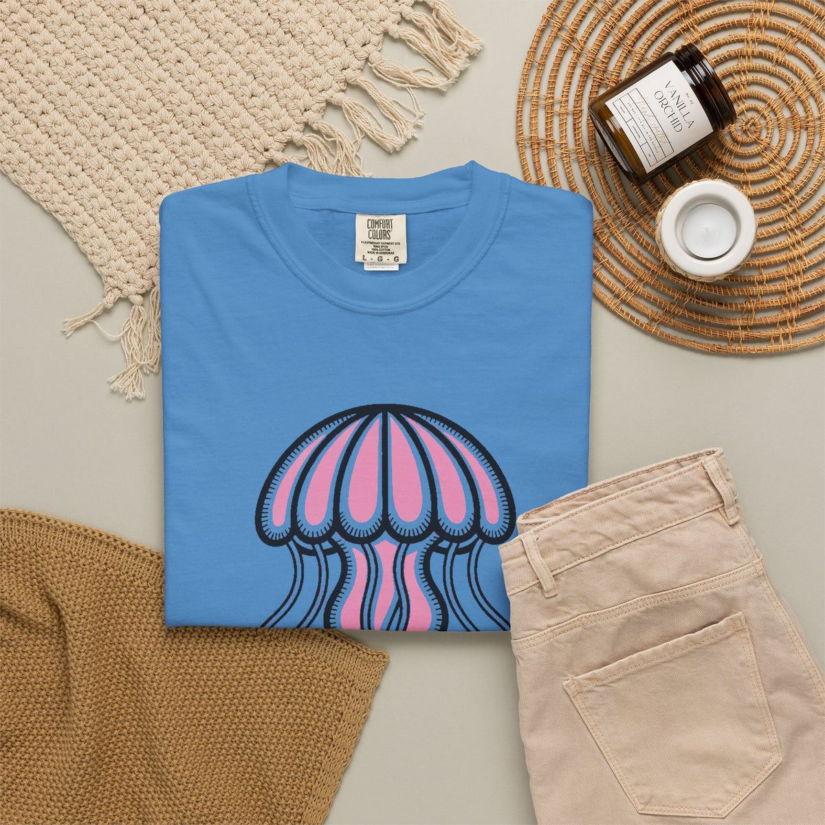 Cute Jellyfish T-Shirt, Glowing Jellyfish Graphic Tee, Ocean Lover Gift, Garment-Dyed Unisex Shirt for Beach and Aquarium Fans