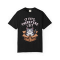 It Fits Therefore I Sit Cat Shirt, Funny Cat In Box T-Shirt, Cute Chubby Cat Lover Gift, Cat Owner Shirt, Funny Cat Meme Tee