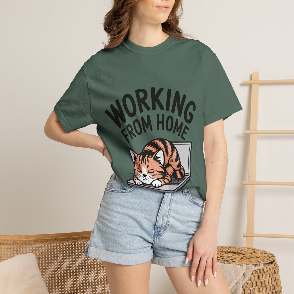 Working From Home Cat Shirt, Funny Cat Lover T-Shirt, Cute Cat Keyboard Tee, Remote Work Gift, WFH Cat Lover Graphic Shirt