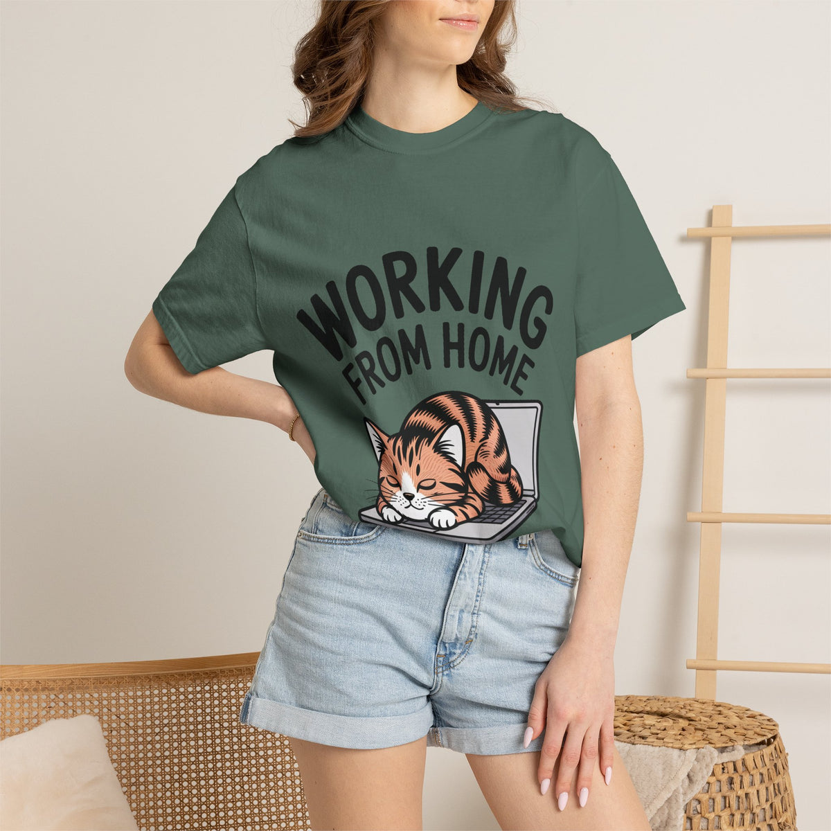 Working From Home Cat Shirt, Funny Cat Lover T-Shirt, Cute Cat Keyboard Tee, Remote Work Gift, WFH Cat Lover Graphic Shirt