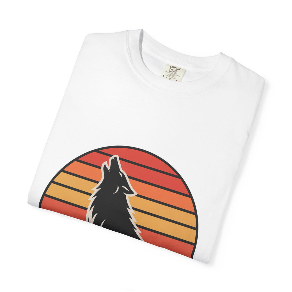 Retro Sunset Wolf Badge T-Shirt