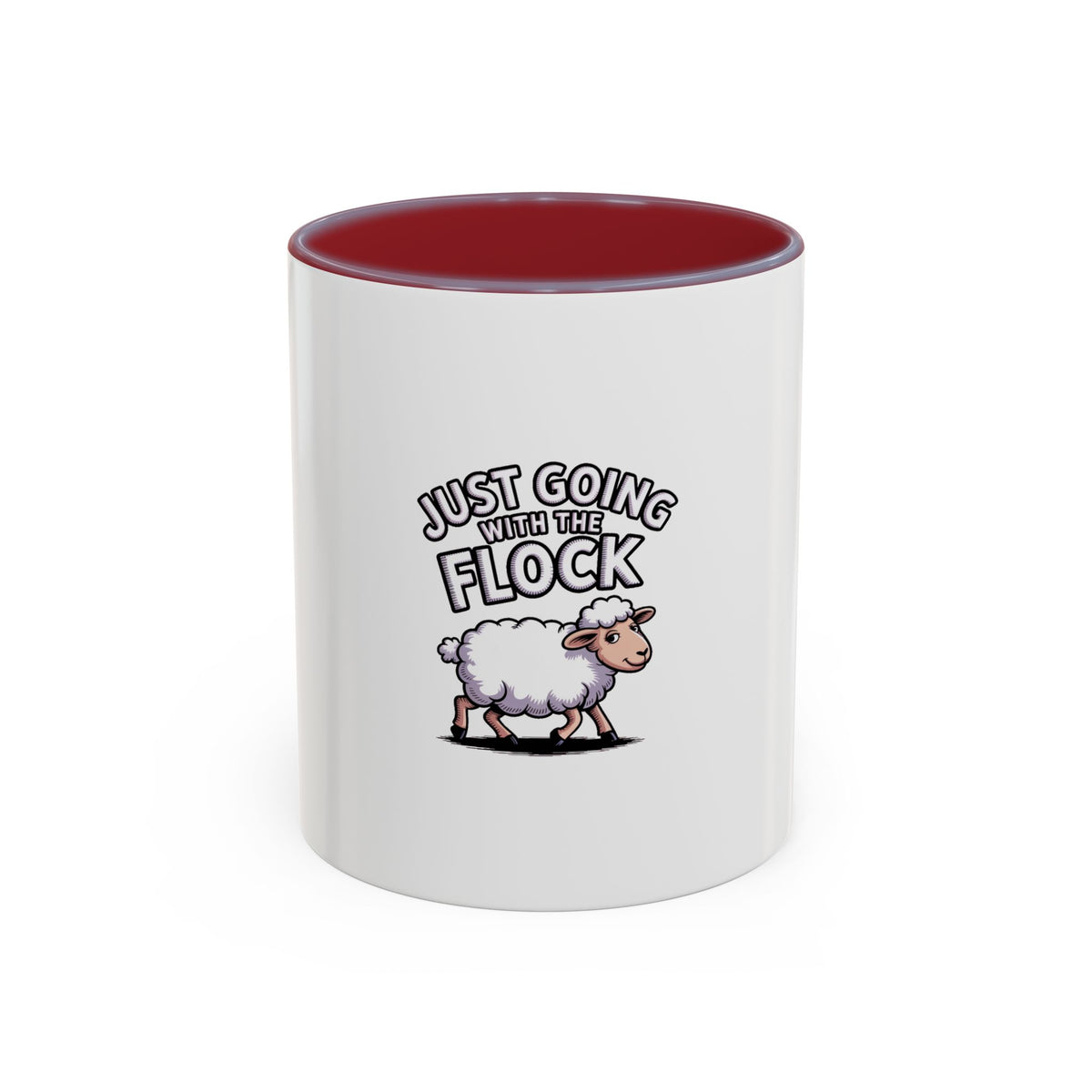Funny Sheep Mug, Going With The Flock Coffee Mug, Cute Cartoon Sheep Gift, Sarcastic Farm Animal Mug, Funny Coworker Gift Cup
