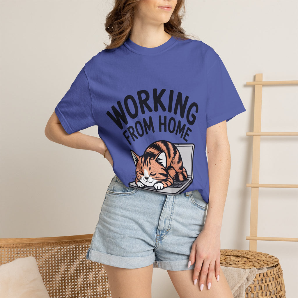 Working From Home Cat Shirt, Funny Cat Lover T-Shirt, Cute Cat Keyboard Tee, Remote Work Gift, WFH Cat Lover Graphic Shirt