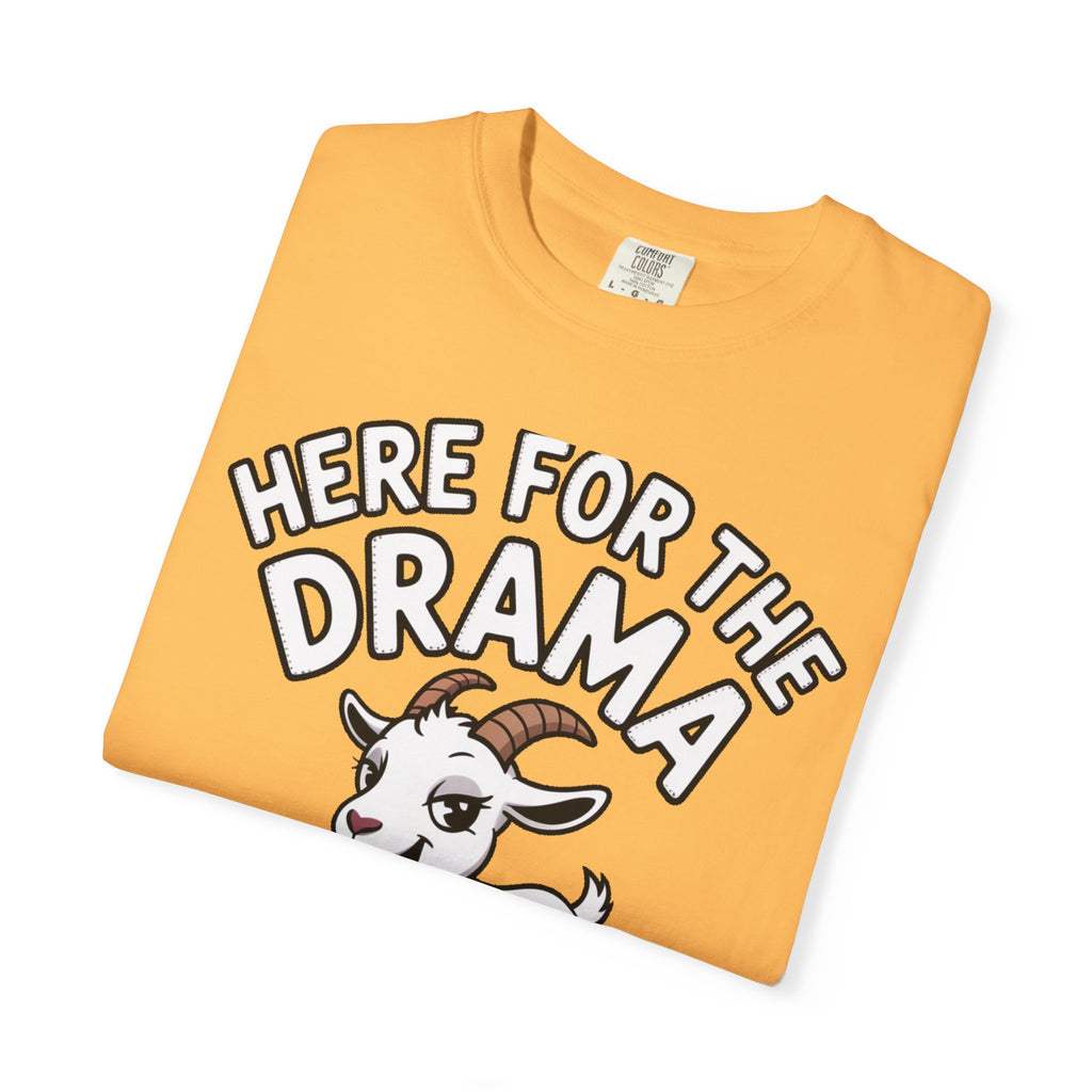 Funny Goat Shirt, Here For The Drama And The Snacks T-Shirt, Cute Goat Lover Gift, Sarcastic Farm Animal Tee