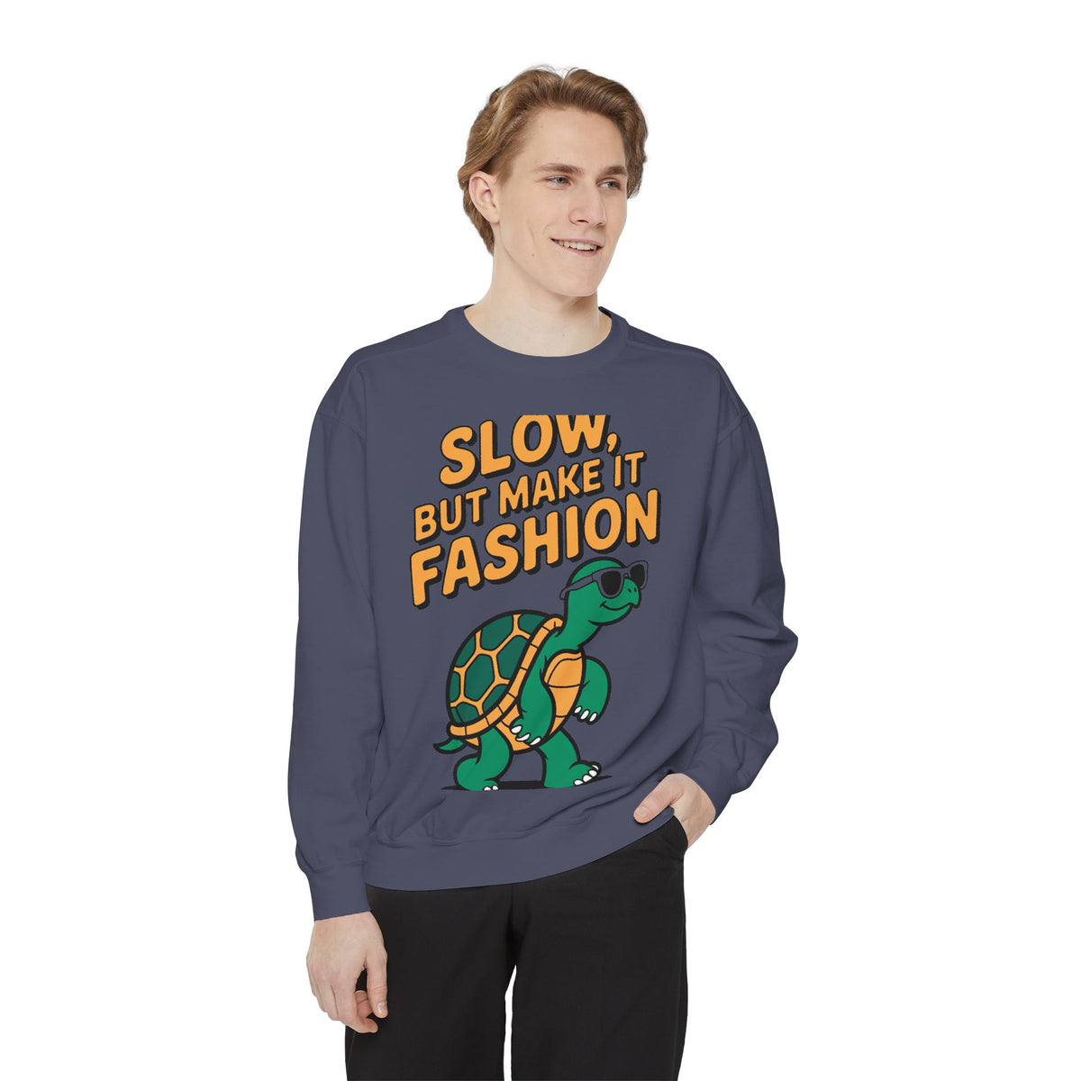 Funny Turtle Sweatshirt, Slow But Make It Fashion Crewneck, Cute Sunglasses Turtle Sweater, Retro Turtle Lover Gift
