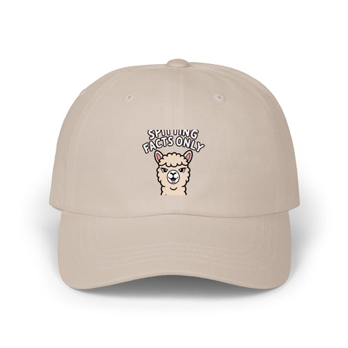 Alpaca Spitting Facts Dad Hat, Funny Alpaca Embroidered Cap, Sassy Animal Baseball Hat, Cute Alpaca Lover Gift, Unisex Dad Cap