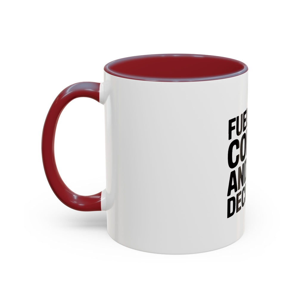 Fueled By Coffee And Bad Decisions Mug, Funny Sarcastic Coffee Cup, Bold Typography Mug, Coworker Gift, Sarcastic Coffee Lover Gift
