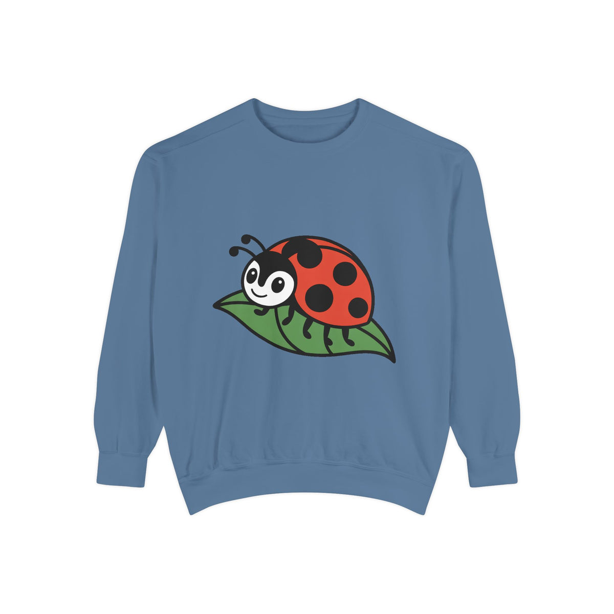 Ladybug Sweatshirt, Cute Embroidered Ladybug On Leaf Crewneck, Garden Lover Gift, Nature Sweatshirt