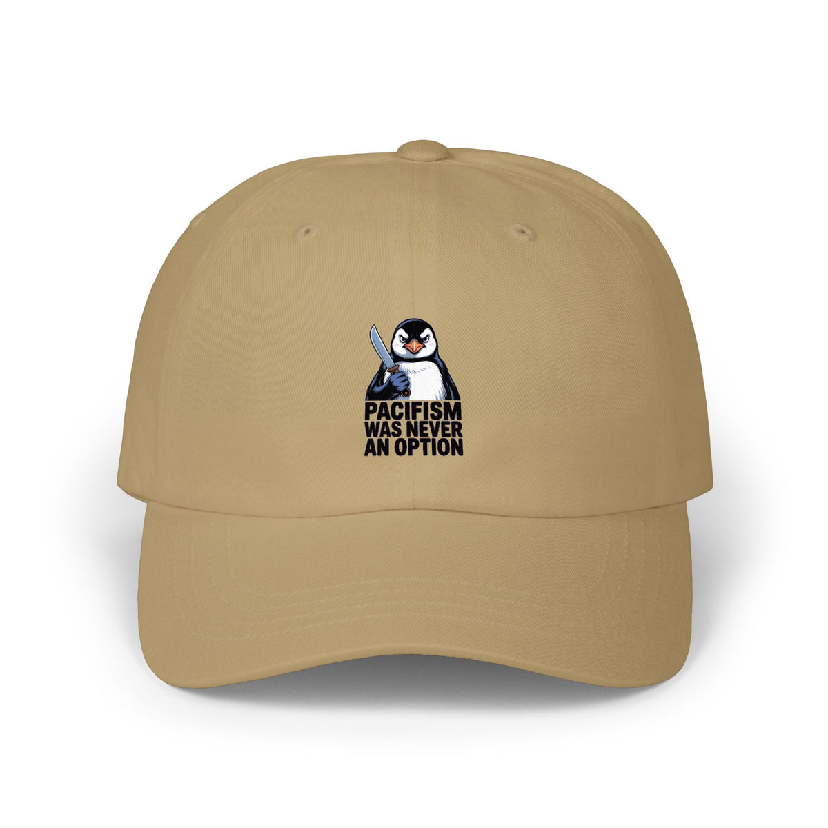 Funny Penguin Dad Hat, Pacifism Was Never An Option Cap, Sarcastic Penguin Embroidered Hat, Funny Animal Gift