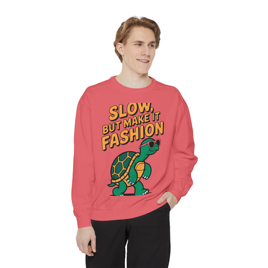 Funny Turtle Sweatshirt, Slow But Make It Fashion Crewneck, Cute Sunglasses Turtle Sweater, Retro Turtle Lover Gift