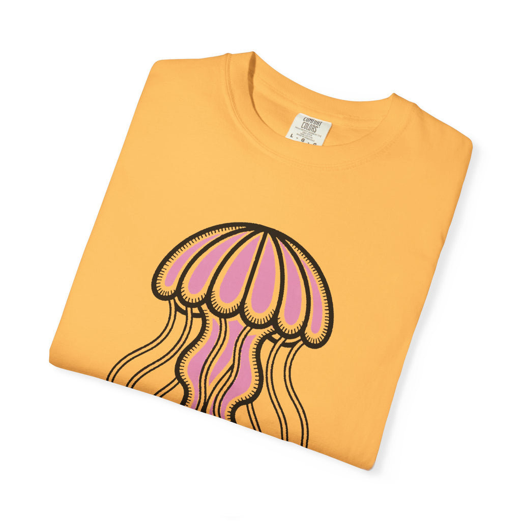 Cute Jellyfish T-Shirt, Glowing Jellyfish Graphic Tee, Ocean Lover Gift, Garment-Dyed Unisex Shirt for Beach and Aquarium Fans