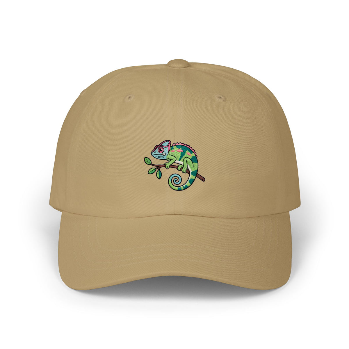 Chameleon Dad Hat, Cute Chameleon On Branch Embroidered Cap, Reptile Lover Gift, Cartoon Animal Dad Cap, Unstructured 6-Panel Hat
