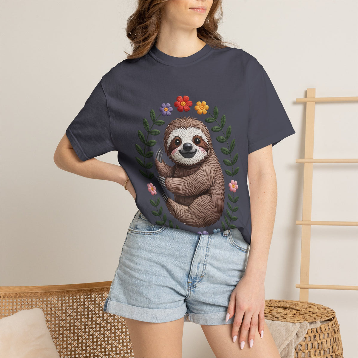 Floral Sloth T-Shirt