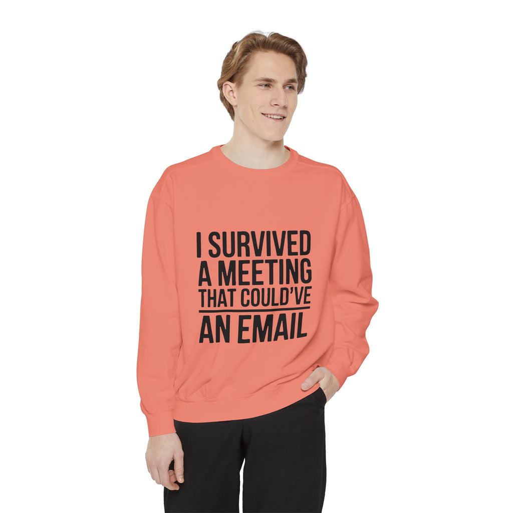 I Survived A Meeting That Could've Been An Email Sweatshirt, Funny Office Crewneck, Sarcastic Coworker Gift, Corporate Humor Sweater